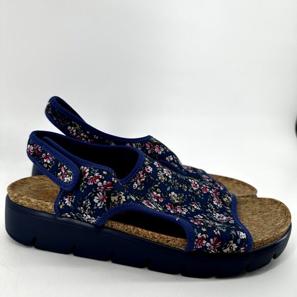 Alegria Micah Sandals Dream Fit Floral Knit Back Strap Blue 11 - Picture 3 of 7